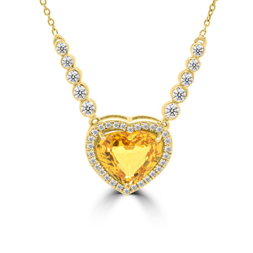 Yellow Sapphire Heart Necklace 