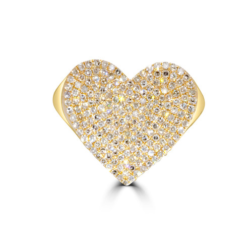 Large Diamond Pave Heart Ring