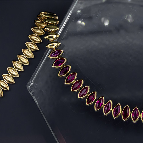 Ruby Marquise Gold Bracelet on black background-instagram