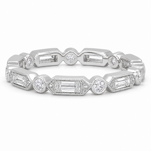 Baguette Round Eternity Wedding Ring in platinum