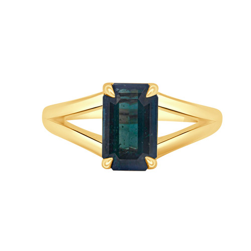 Emerald Cut Sapphire Ring on Double Gold Band Emerald Cut Sapphire Ring on Double Gold Band