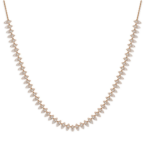 White Enamel and Diamond Rose Gold Necklace