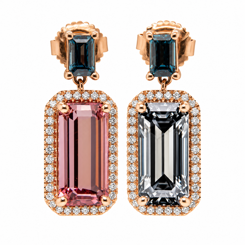 Spinel Multi Color Rose Gold Earrings