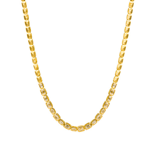 Gold Bezel Diamond Necklace