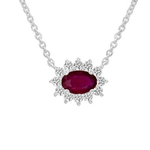 Oval Ruby and Diamond Pendant