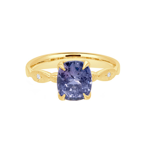Lavender Cushion Sapphire Yellow Gold Ring