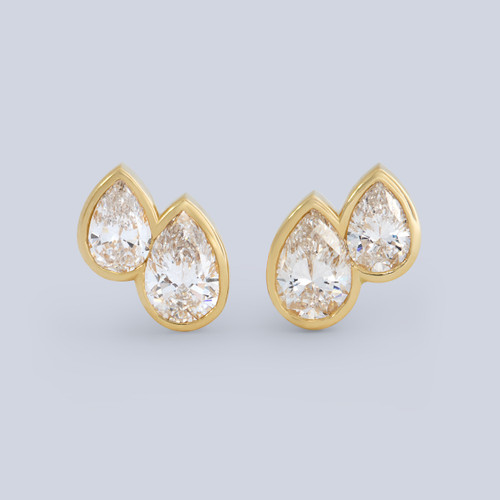 14k yellow gold Toi et Moi studs with 4 LAB GROWN pear shaped diamonds 14k yellow gold Toi et Moi studs with 4 LAB GROWN pear shaped diamonds