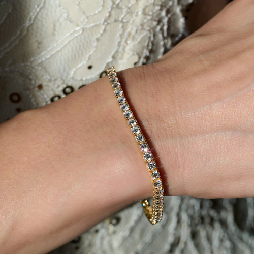 Lab Grown Diamond Tennis Bracelet - 5 CT Yellow Gold on figure