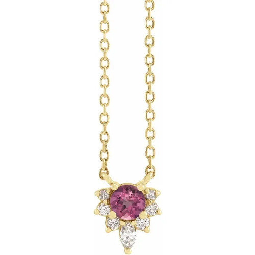 Pink Tourmaline Pendant with Diamonds