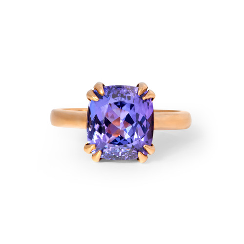 Cushion Tanzanite Solitaire Rose Gold Ring