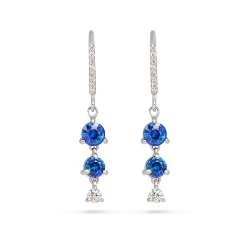 Blue Sapphire Diamond Drop Earrings