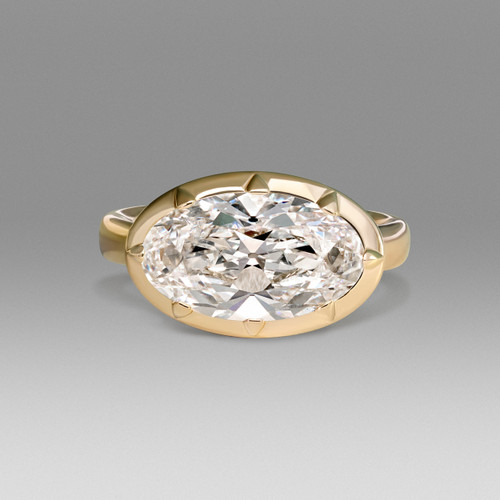Oval East West Custom Engagement Ring in Yellow Gold