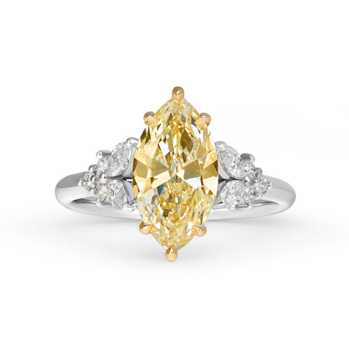Yellow Marquise Diamond Floral Engagement Ring