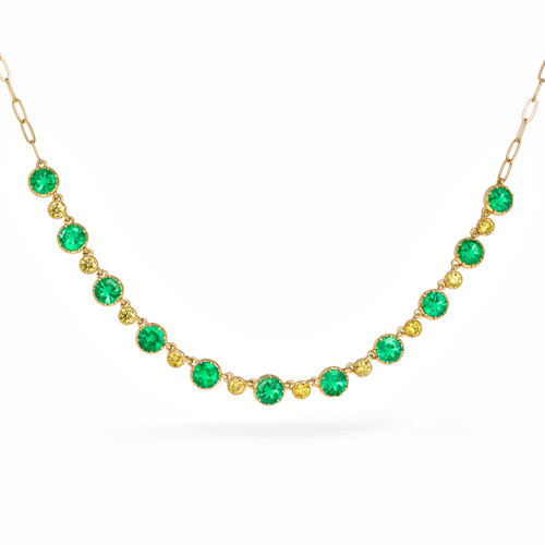 Emerald and Yellow Diamond Bubble Necklace