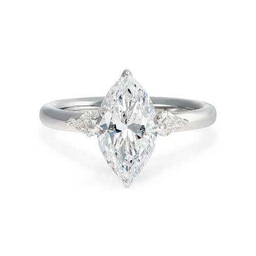 Marquise Diamond Engagement Ring with Kites Platinum
