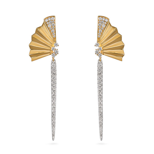 Art-Deco Fan Diamond Drop Earrings