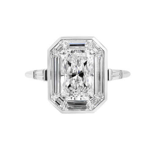 Modern Halo Lab Grown Diamond Ring with Radiant Center