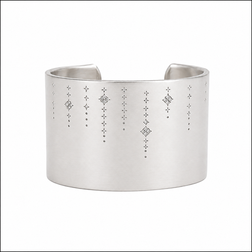 Silver Bangle Bracelet Diamond Clusters