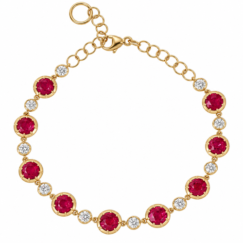 Ruby and Diamond Bubble Bracelet in 14K yellow gold