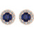 Blue sapphire with diamond halo studs rose gold