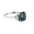 Emerald Cut Teal Sapphire Engagement Ring with baguette diamond sides -side