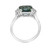 Emerald Cut Teal Sapphire Ring with baguette diamond sides -standing