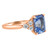 Radiant light blue sapphire ring rose gold- side