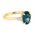 Oval Teal Sapphire  with Pear Shape Diamond Ring -side 