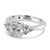 Cushion Diamond Engagement Ring Flanked by Brilliant Cut Diamonds - side view 