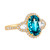 Blue Zircon Three Stone Diamond Ring  side 