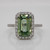 Emerald Cut Green Sapphire Halo Ring 