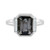 Gray Sapphire Platinum Three Stone Ring in Bezel Setting