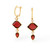 Garnet Hexagon & Pear Drop Earrings Side View