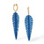 Sapphire Feather Earrings with Blue Rhodium Finish Side View
