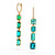 Green Blue Tourmaline Drop Earrings, Front and Side view
