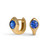 14k huggie style earrings with round blue sapphires 1.58cts side view