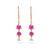 Pink Sapphire Diamond Drop Earrings in rose gold  - on-figure