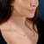 Pink Sapphire Diamond Drop Earrings in rose gold - on-figure styled with our Pink Sapphire Necklace.