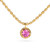 Pink Sapphire Round Pendant on Ball Chain Closeup