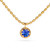 Blue Sapphire Round Pendant on Ball Chain Closeup