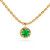 Emerald Round Pendant on Ball Chain Closeup