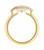 Three stone emerald cut bezel set engagement ring in yellow gold  -standing