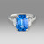 Three Stone Emerald Cut Blue Sapphire with Trapezoids Engagement Ring