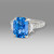 Three Stone Emerald Cut Blue Sapphire with Trapezoids Engagement Ring- side view