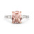 Peach Cushion Sapphire with Baguettes Engagement Ring