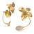 Yellow Gold Flower Pavé Diamond Earrings- side view