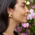 Yellow Gold Flower Earrings styled with the classic push backing- on-figure