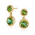 Green Tourmaline Bubble Earrings in Yellow Gold Side View