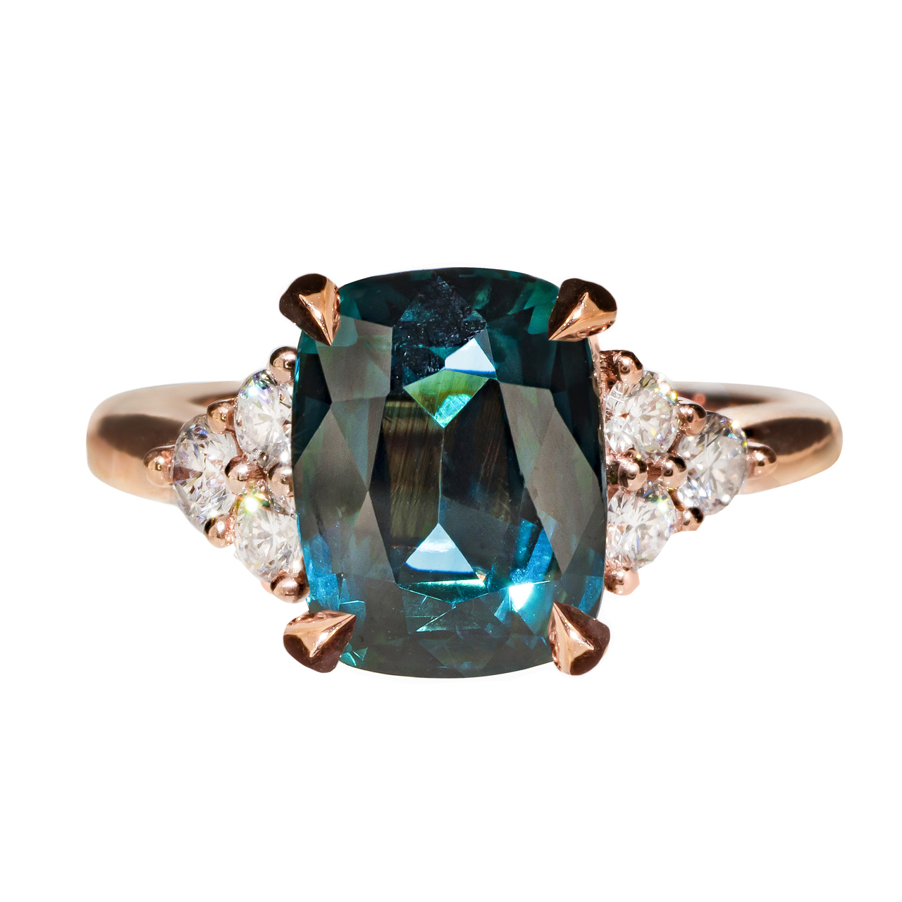 Teal sapphire rose gold Clearance