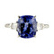 Sapphire Three Stone Engagement Ring with Bullets